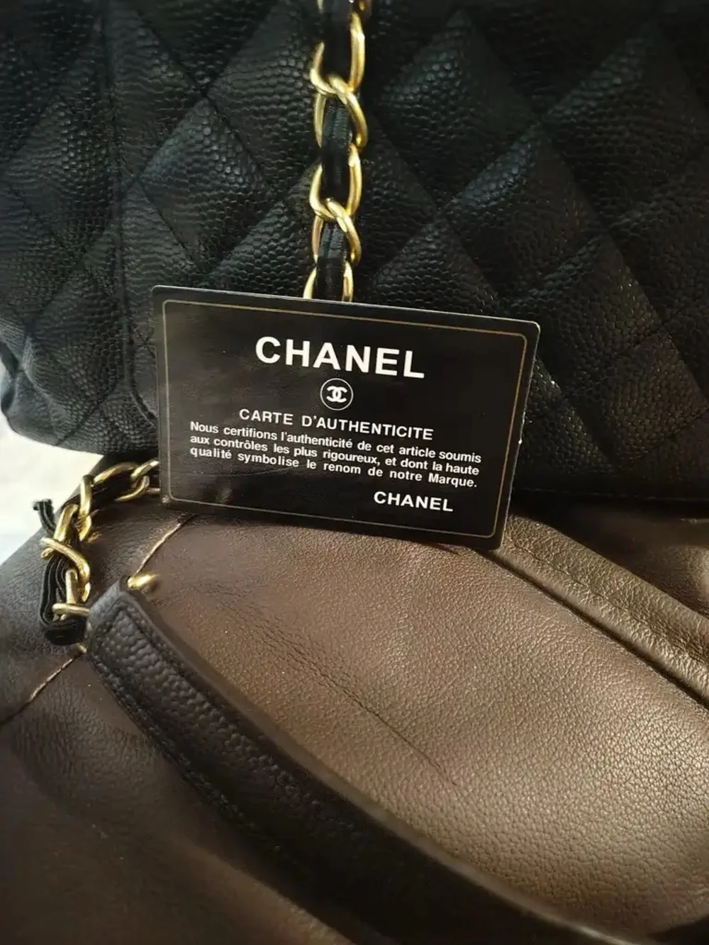 CHANEL Black Quilted Leather Double-Handle Tote with Gold CC Hardware